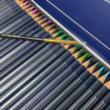 Juego de lápices acuarelables de 24,36,48 o 72 colores, lápices acuarelables de madera solubles en agua para adultos, con textura firme y estuche de metal para dibujar, colorear y pintar en papel y tela. Vuelta al cole Sritob - Multicolor - Ver 9