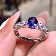 1 件個人化時尚藍色立方氧化鋯女式戒指 - 藍色 - 查看 11