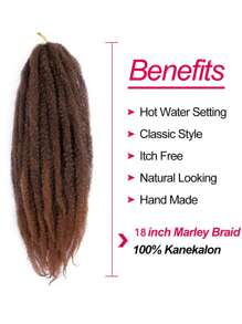 Tóc tết xoắn Marley (18 inch, 24 inch, 30 inch) 1 gói tóc Marley tóc xoăn Afro tóc Marley tóc xoăn Marley cho tóc tết giả, tóc xoắn lò xo, tóc tết bướm tóc tết tổng hợp Marley-T1B/30 - Hai tông màu - Xem 3