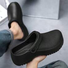 黑色男士廚師鞋拖,防水,防油,時尚休閒,無跟 - 黑色 - 查看 3