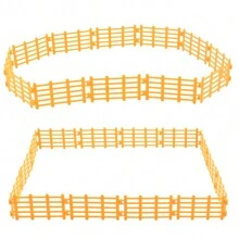 50 件玩具農場圍欄畜欄圍欄配件玩具套裝塑膠玩具圍欄逼真花園花卉農場馬圍欄動物屏障兒童玩具圍欄農場裝飾 - 黃色 - 查看 1