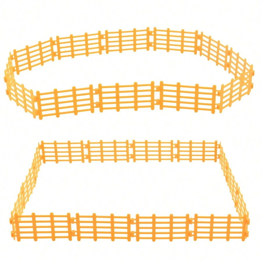 50 件玩具農場圍欄畜欄圍欄配件玩具套裝塑膠玩具圍欄逼真花園花卉農場馬圍欄動物屏障兒童玩具圍欄農場裝飾 - 黃色 - 查看 1