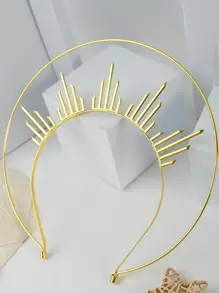 1PC Gold Metal Sun Crown Goddess Headpiece Queen Crown Bridal Headband Elegant,Hairband,Hair Hoop Headbands Hair Accessories Head Accessories - Gold - View 7