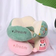 1個卡通u型旅行頸枕,適用於辦公室、午睡、汽車使用