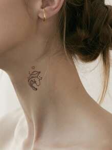 4入組鳥、心、鑽石、音符、心跳、單詞等設計的黑色暫時紋身貼紙,適用於手指、耳朵、手腕和身體其他小部位