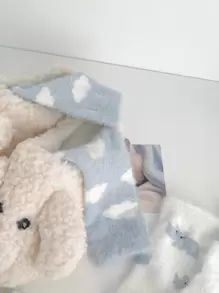 2 Pares Calcetines De Piso De Diseño De Nube Y Hipopótamo De Peluche, Lindos Y Cálidos Calcetines Gruesos Japoneses Para Mujeres En Invierno