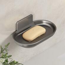 1個升級版肥皂盒肥皂架,掛壁式浴室肥皂盤不需鑽孔安裝 - 灰色 - 查看 1