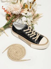 雙色編織繩帶鞋帶,適用於運動鞋和休閒鞋,多種風格可供選擇 - 彩色 - 查看 1