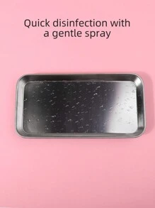 klimonla Stainless Steel Manicure Disinfection Tray, One-Piece Portable Tool Storage Tray, Smooth Scratch-Proof Edge, Stackable Design, Multi-Style Nail Organizer For Salon, Home & False Nail Use - Silver - View 4