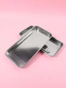 klimonla Stainless Steel Manicure Disinfection Tray, One-Piece Portable Tool Storage Tray, Smooth Scratch-Proof Edge, Stackable Design, Multi-Style Nail Organizer For Salon, Home & False Nail Use - Silver - View 5