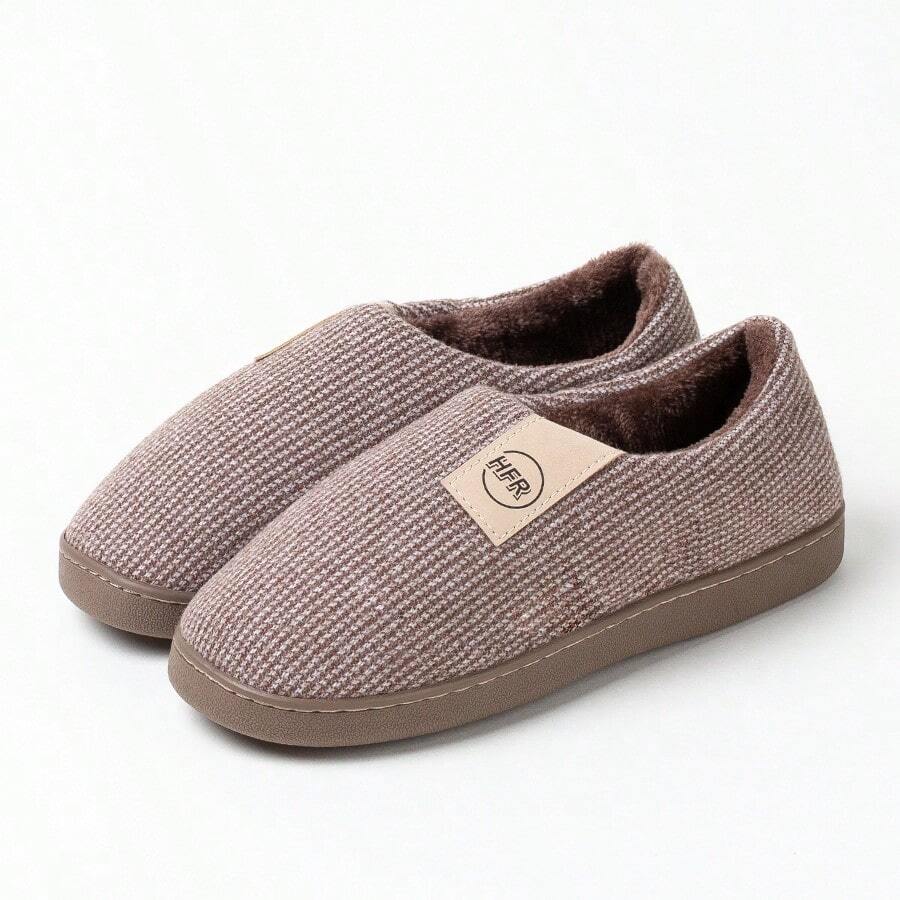 Mini ( Đến Một cỡ ) Đơn giản Ấm áp Dép đi trong nhà Đối với phụ nữ , Cặp đôi Nhà Chống trượt Đáy mềm Dép đi trong nhà Đối với - Cà phê nâu - Xem 1