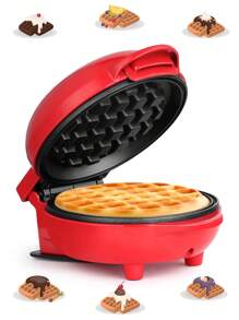 Wafflera Redonda, Mini Wafflera, Gofrera, Pequeña Wafflera Redonda - Rojo - Ver 3