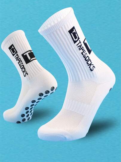 FLSHMCEN Sports Outdoor Men's Soccer Socks Anti Slip 1 Pair Non-Slip Gripper Pads For Football Basketball Sports With Grippers Socks