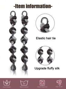 一對 16 英寸燈籠泡泡辮子漸變麻花假馬尾辮雙馬尾女式日常派對套裝 - 漸層 - 查看 4