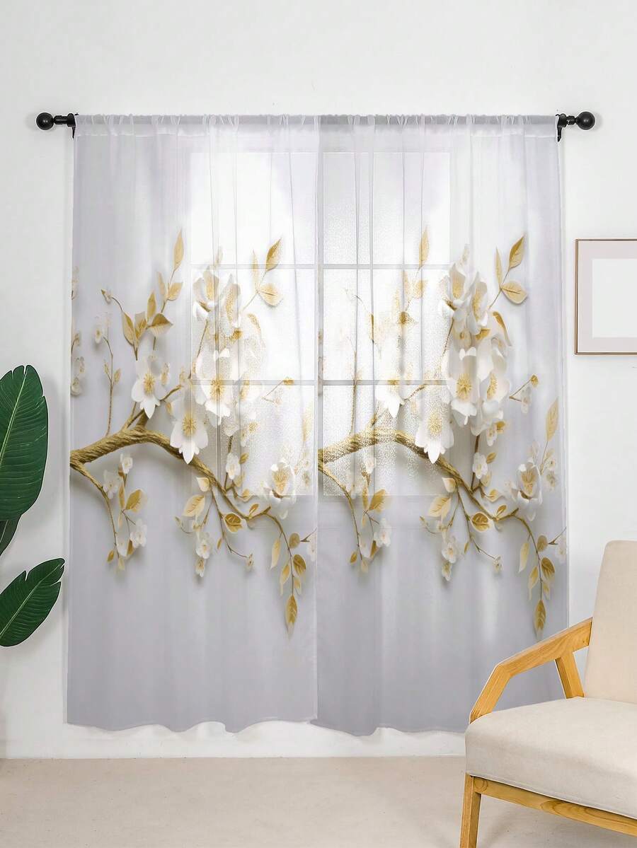 1 Miếng In Cửa sổ Rèm Với 3D Mô hình hoa - Nhiều màu - Xem 1