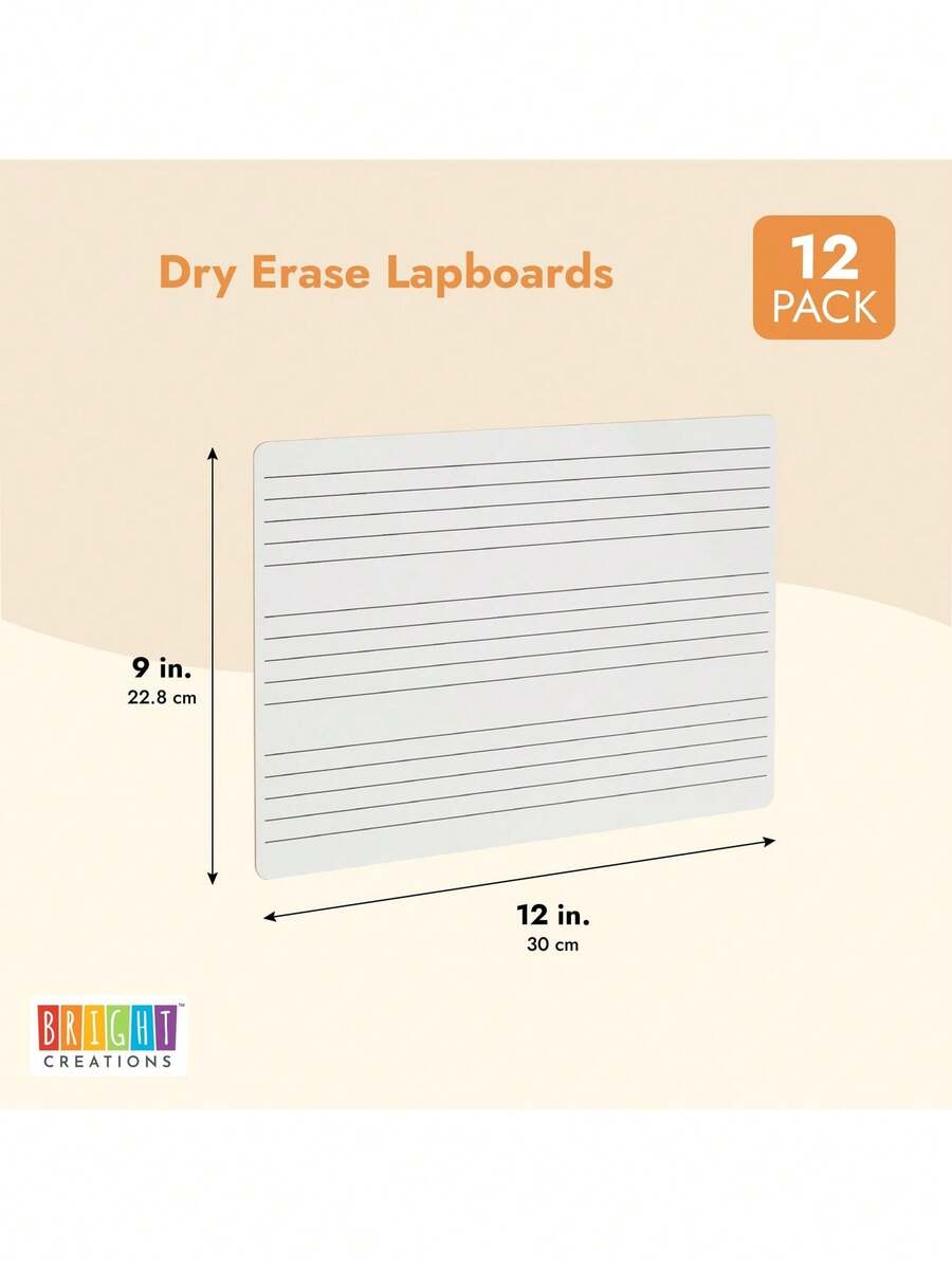 12 Pack Music Staff Whiteboards With Erasers, Dry Erase Lapboards (9 X
