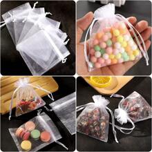 50入組白色雪紡袋,用於珠寶包裝、糖果、婚禮、派對、抽屜、糖果袋