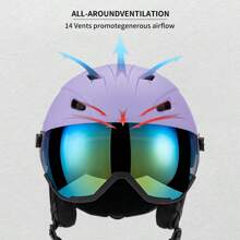 1 套滑雪頭盔帶護目鏡,成人滑雪板頭盔帶 Pc 外殼和 Eps 泡沫,14 個通風孔,涼爽氣流,適合男士、女士和青少年 - 紫色 - 查看 5