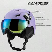 1 套滑雪頭盔帶護目鏡,成人滑雪板頭盔帶 Pc 外殼和 Eps 泡沫,14 個通風孔,涼爽氣流,適合男士、女士和青少年 - 紫色 - 查看 4