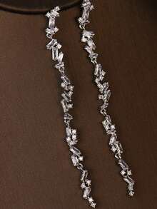 1 对欧美风格时尚长流苏耳环，适合女士，非常适合婚礼和派对