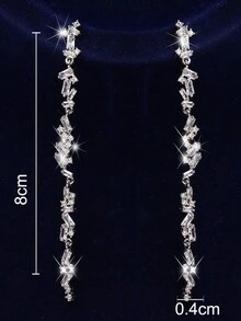 1 对欧美风格时尚长流苏耳环，适合女士，非常适合婚礼和派对