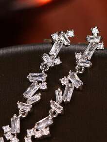 1 对欧美风格时尚长流苏耳环，适合女士，非常适合婚礼和派对