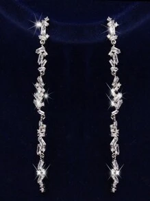 1 对欧美风格时尚长流苏耳环，适合女士，非常适合婚礼和派对