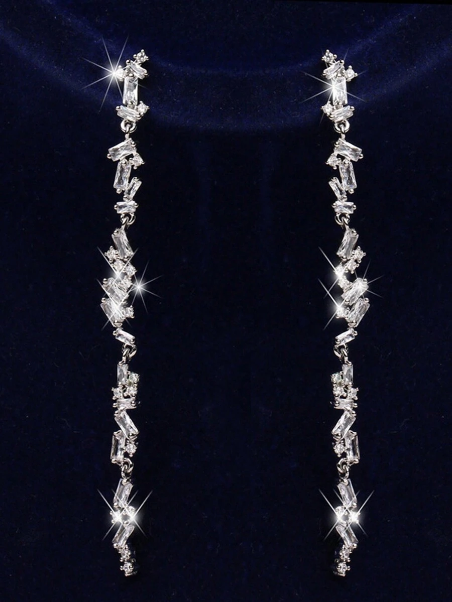 1 对欧美风格时尚长流苏耳环，适合女士，非常适合婚礼和派对