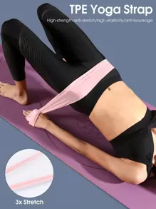 瑜珈普拉提彈性帶,適用於健身房和家庭運動,粉色