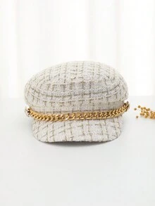 1pc Ladies' Versatile Naval Cap, Suitable For Daily Wear - White - View 2