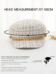 1pc Ladies' Versatile Naval Cap, Suitable For Daily Wear - White - View 6