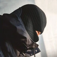 Balaklava帽子男女通用戶外防風針織帽,保暖 - 灰色 - 查看 2