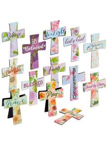 JUVALE 24 Pack Of Christian Magnetic Bookmarks, Floral Cross Bookmarks,  Magnet Book Page Markers For Daily Motivation, Inspiration, Encouragement (12 Designs) - Multicolor - View 10