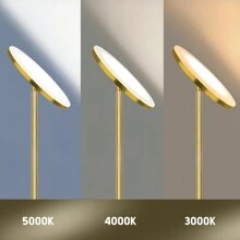 JOOFO Floor Lamp,30W/2400LM Sky LED Modern Torchiere 3 Color Temperatures Super Bright Floor Lamps-Tall Standing Pole Light With Remote & Touch Control For Living Room,Bed Room,Office (Brushed Gold) - Vàng chải - Xem 2