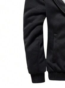 Hooded Men's Outdoor Fleece Jacket Sports Top - Black - View 3