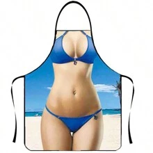 創意搞笑肌肉男廚房圍裙,防油防水,烤肉用 - 彩色 - 查看 10