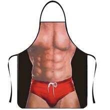 創意搞笑肌肉男廚房圍裙,防油防水,烤肉用 - 彩色 - 查看 5