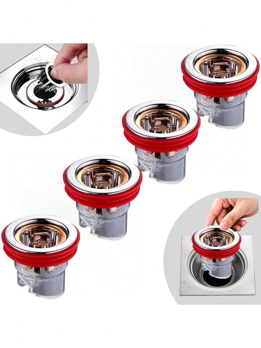 4入組防臭地漏、防倒流地漏、防臭杯型地漏、防倒流和除臭地漏,適用於淋浴、浴室和廚房 - 透明 - 查看 1