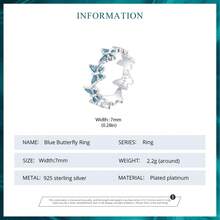 1枚bamoer 925純銀藍色堆字迷你蝴蝶戒指,適用於女性女孩甜美的高級珠寶生日禮物 - 銀色 - 查看 5