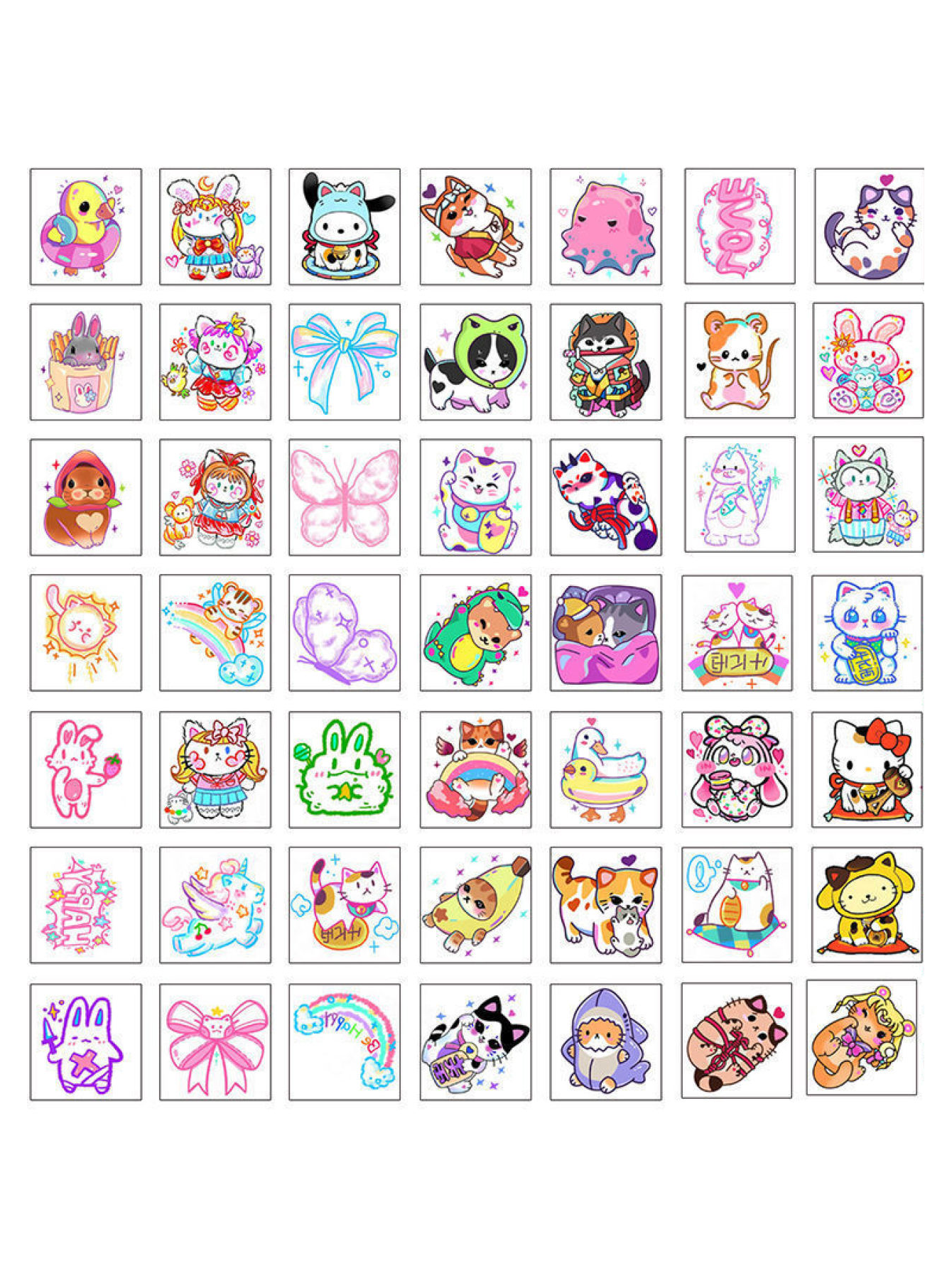 Cute Cartoon Role-playing Temporary Tattoo Stickers - A Set Of 50 ...