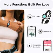 Totwoo Candy Wave Collection-Long Distance Touch Single Bracelet(Work In Pairs)-Colorful Band Bracelet, Vibration & Light Up For Love Couples Bracelet | Long Distance Relationship Gifts For Girlfriend Bluetooth Pairing Jewelry- Stay Connected Anytime, Anywhere - Black - View 2