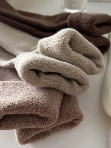 1/3/4/8/16 Pairs Women's Solid Color Warm Thermal Lined Mid-Calf Socks, Winter