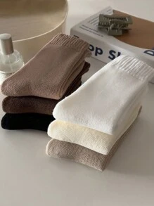 8 双随机女式冬季袜子，中筒长度，纯色 - 彩色 - 查看 7