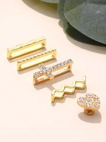 1組(5件) 20mm智能手錶錶帶裝飾環,適用於samsung、huawei、apple手錶矽膠錶帶38/40/41/42/44/45mm系列1/2/3/4/5/6/7/8/9,金屬和鑲鑽手錶配件(不包括錶帶) - 金黃色 - 查看 6