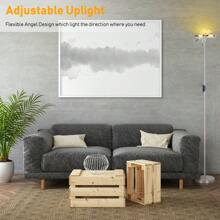 JOOFO Floor Lamp,30W/2400LM Sky LED Modern Torchiere 3 Color Temperatures Super Bright Floor Lamps-Tall Standing Pole Light With Remote & Touch Control For Living Room,Bed Room,Office (Brushed Nickel) - 砂鎳色 - 查看 7