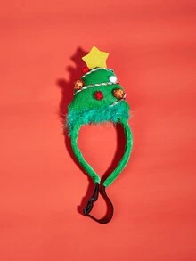 綠色聖誕樹寵物帽 - 彩色 - 查看 3