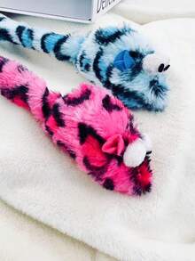 1pc Plush Rat Toy With Long Tail For Cats, Leopard Print With Bell & Sound Maker, Interactive Cat Toy, Pet Supplies (for Pets Only) - Hot Pink - View 6