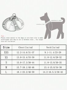 1pc Reflective Breathable Vest-style Chest & Back Strap For Small And Medium-sized Pets - Black - View 3