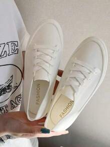 Women's Plastic Student Low Vamp Casual White Shoes, Anti-Skid & Anti-Water Low-Cut Soft Bottom White Shoes For Work Or Daily Wear - White - View 2