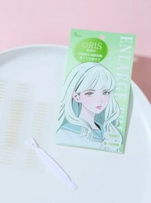 20pcs Double Row Single Side 120pcs Double Eyelid Stickers, Plain Color Invisible S-Shape Short Narrow Style, 16*2mm - Green - View 8